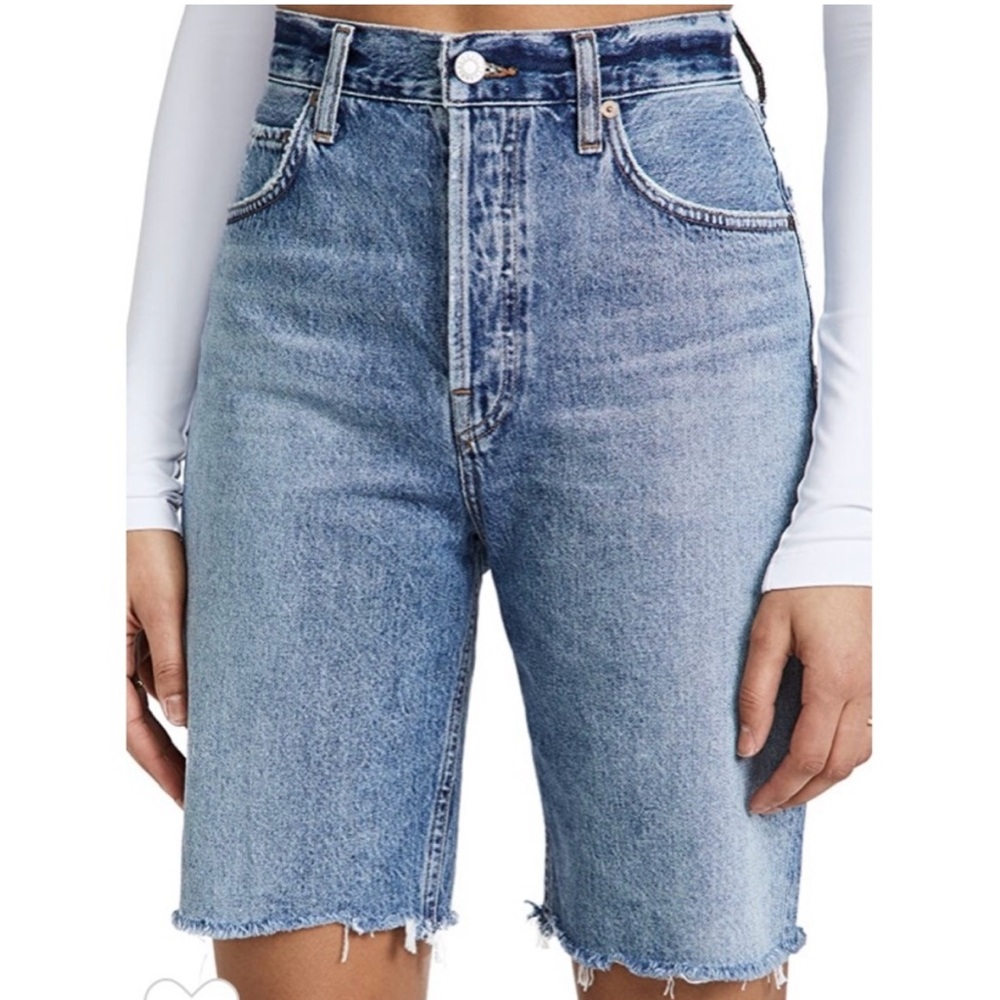 Agolde 90s Shorts, Light Wash High-Rise Denim Bermuda, Size 26 - Picture 2 of 14